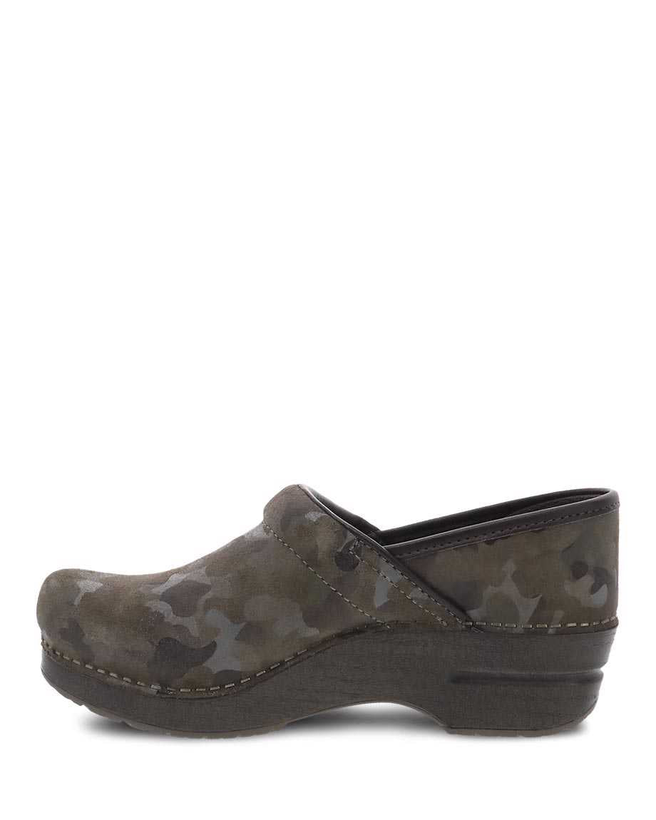 The Professional Clog in Camo Distressed Suede