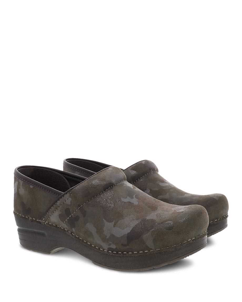 The Professional Clog in Camo Distressed Suede