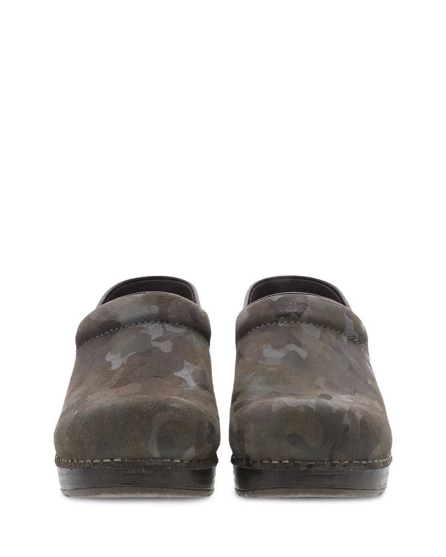 The Professional Clog in Camo Distressed Suede