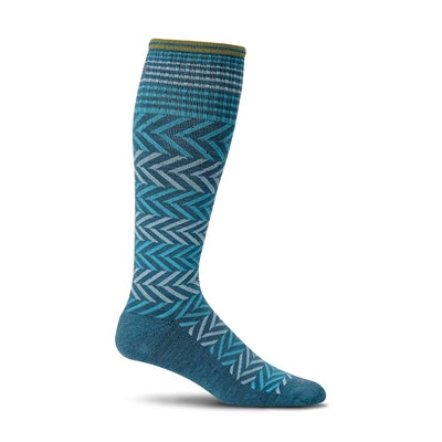 Chevron Moderate Graduated Compression Socks in Teal