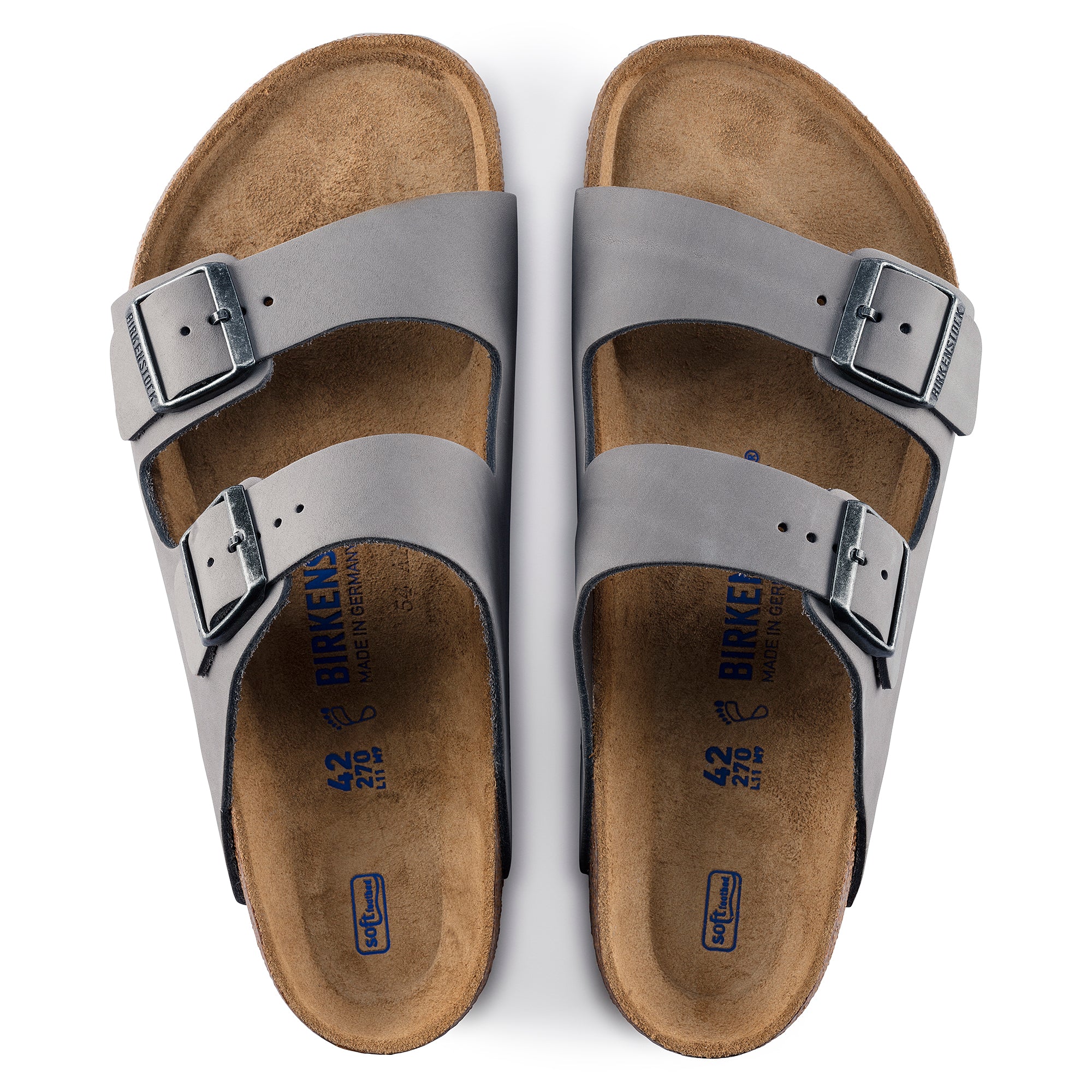 Arizona Soft Footbed Sandal in Dove Grey Suede