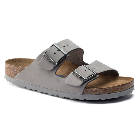 Arizona Soft Footbed Sandal in Dove Grey Suede