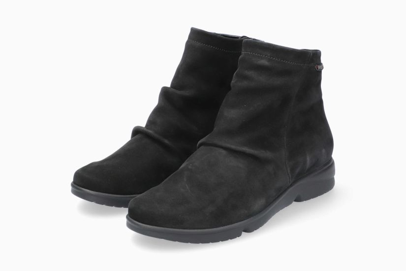 Rezia Ruched Ankle Boot in Black Bucksoft CLOSEOUTS