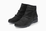 Rezia Ruched Ankle Boot in Black Bucksoft