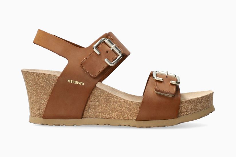 Lissandra Lightweight Walking Wedge Sandal in Camel