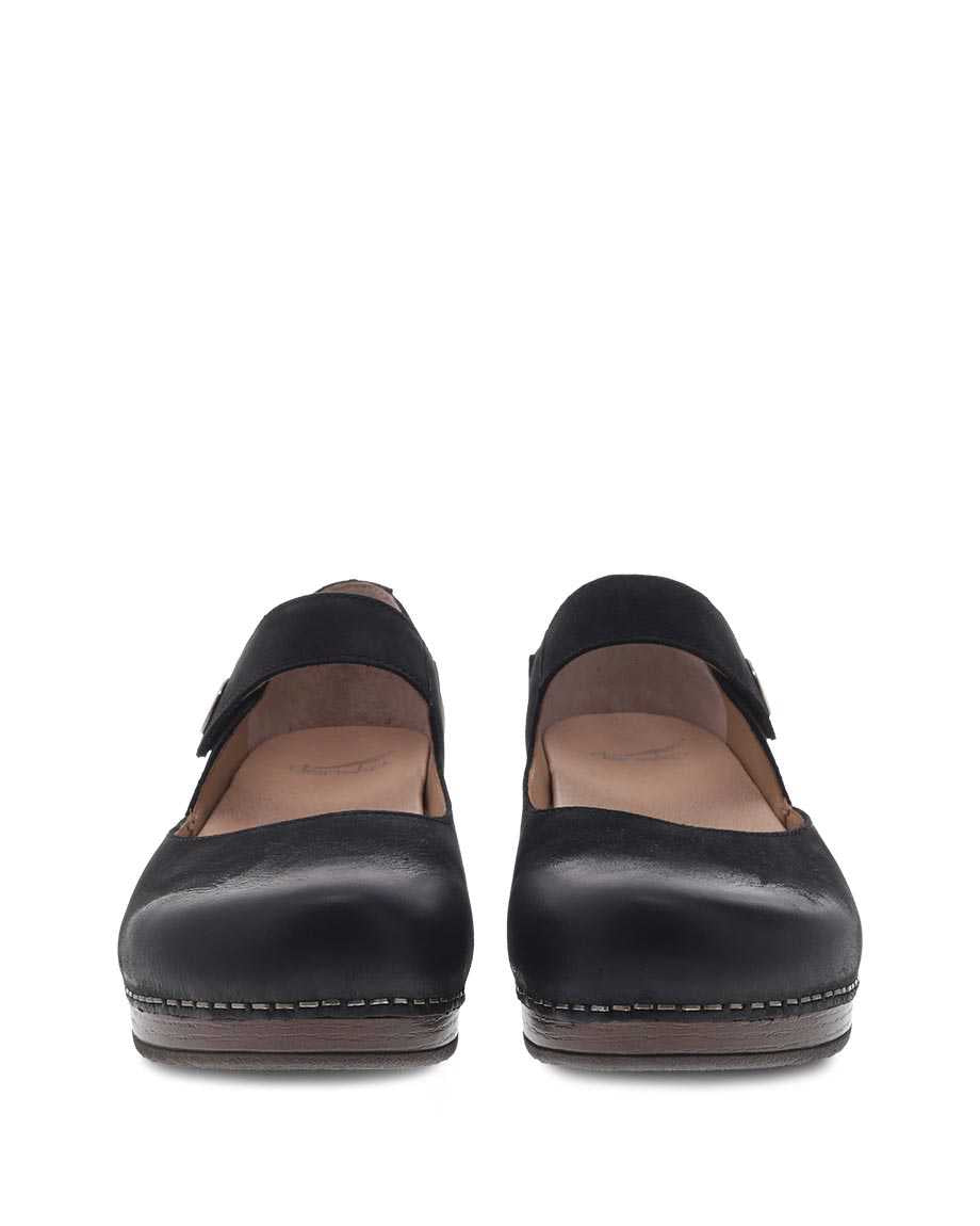 Beatrice Nubuck Mary Jane Clog in Black