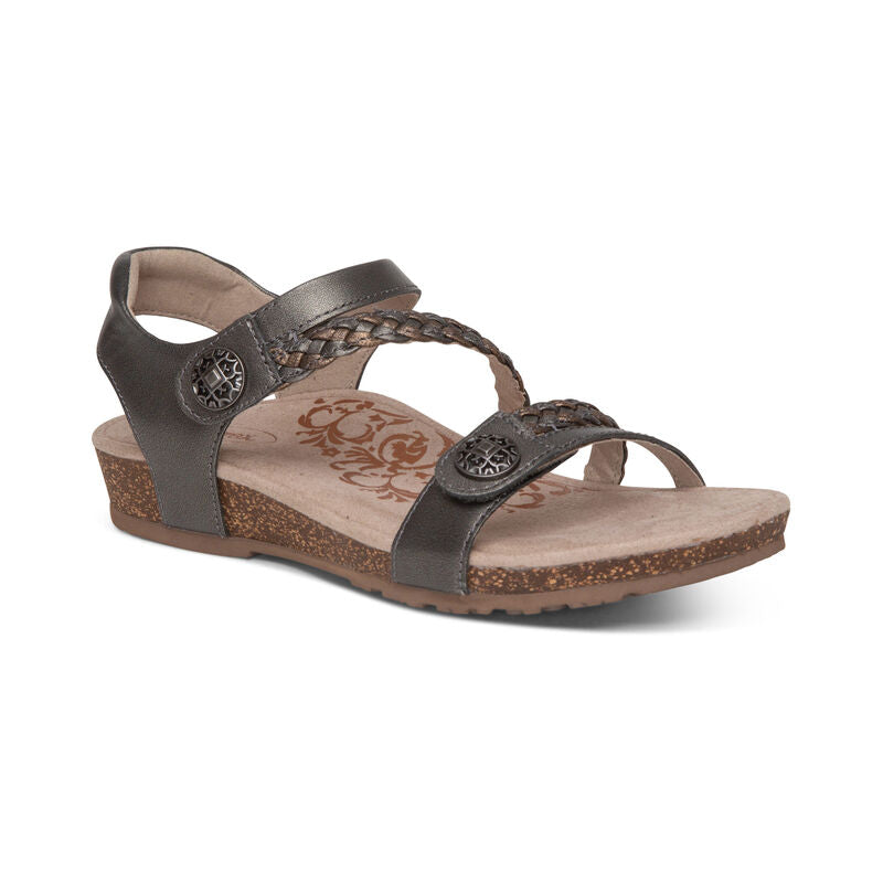 Jillian Braided Quarter Strap Sandal in Gunmetal