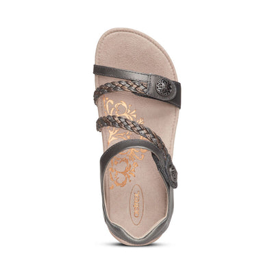 Jillian Braided Quarter Strap Sandal in Gunmetal