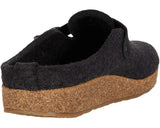Boiled Wool Clog with Adjustable Belt in Charcoal