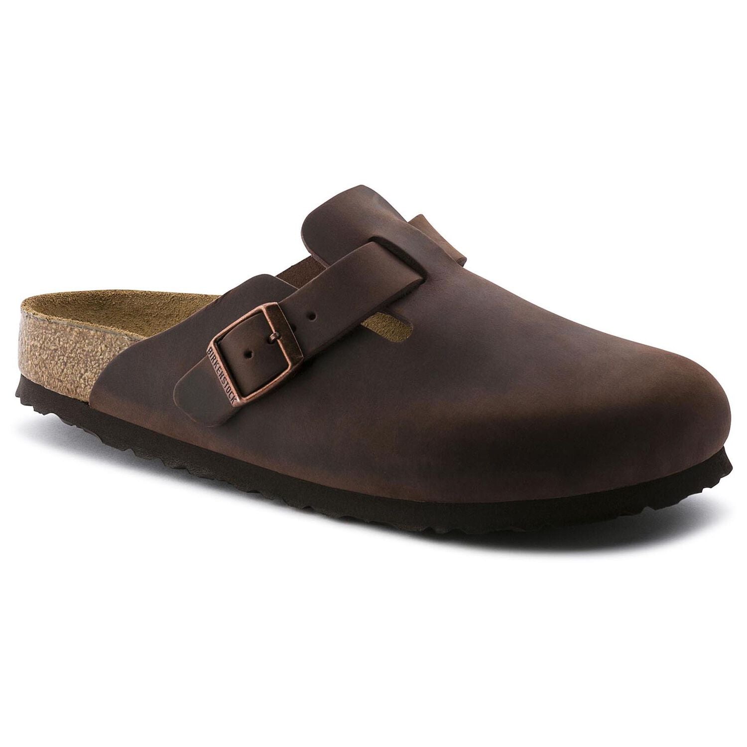 Boston Buckle Soft Footbed Mule in Habana Oiled Leather