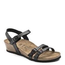 Lana Leather Wedge Sandal in Black CLOSEOUTS