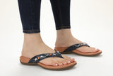 Lucia Bedazzled Toe Post Sandal in Navy