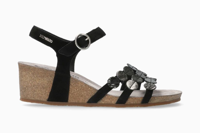 Matilde Dress Sandal in Shiny Black Multi