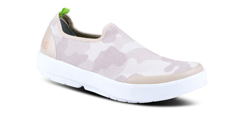 Women's OOMG eeZee Low Canvas Slip-On in White/Tan Camo CLOSEOUTS