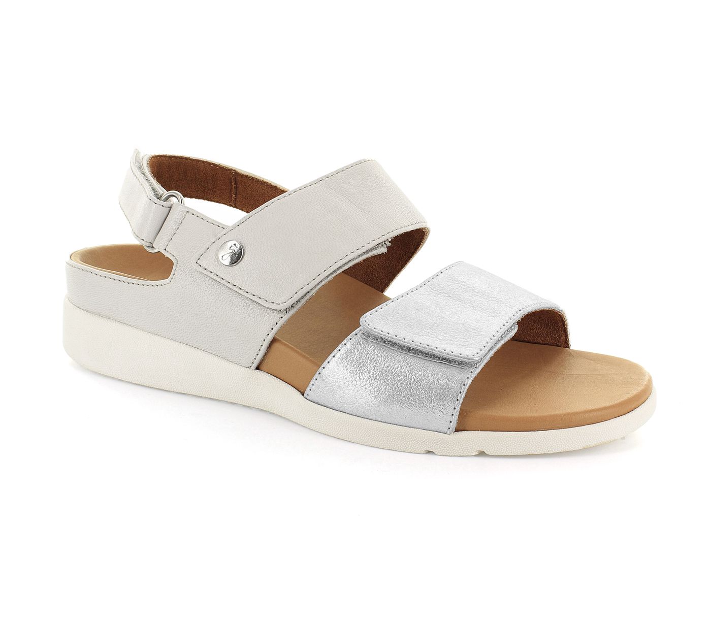 Riviera II Adjustable 3 Strap Sandal in Silver Stone CLOSEOUTS