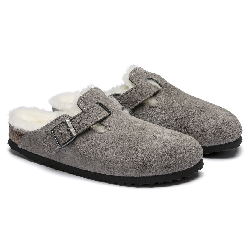 Boston Shearling Mule in Stone Coin