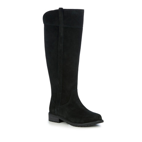 Hervey Knee High Waterproof Suede Boot in Black