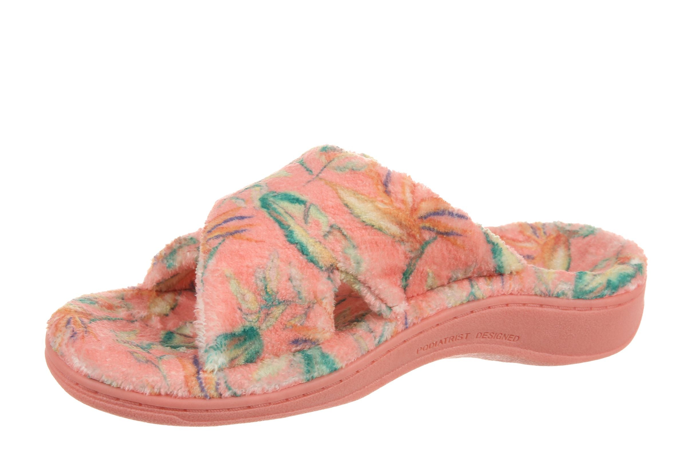 Indulge Relax Terry Cloth Slipper in Guava Tropical CLOSEOUTS