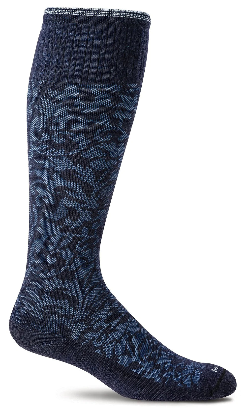 Damask Moderate Graduated Compression Sock in Navy