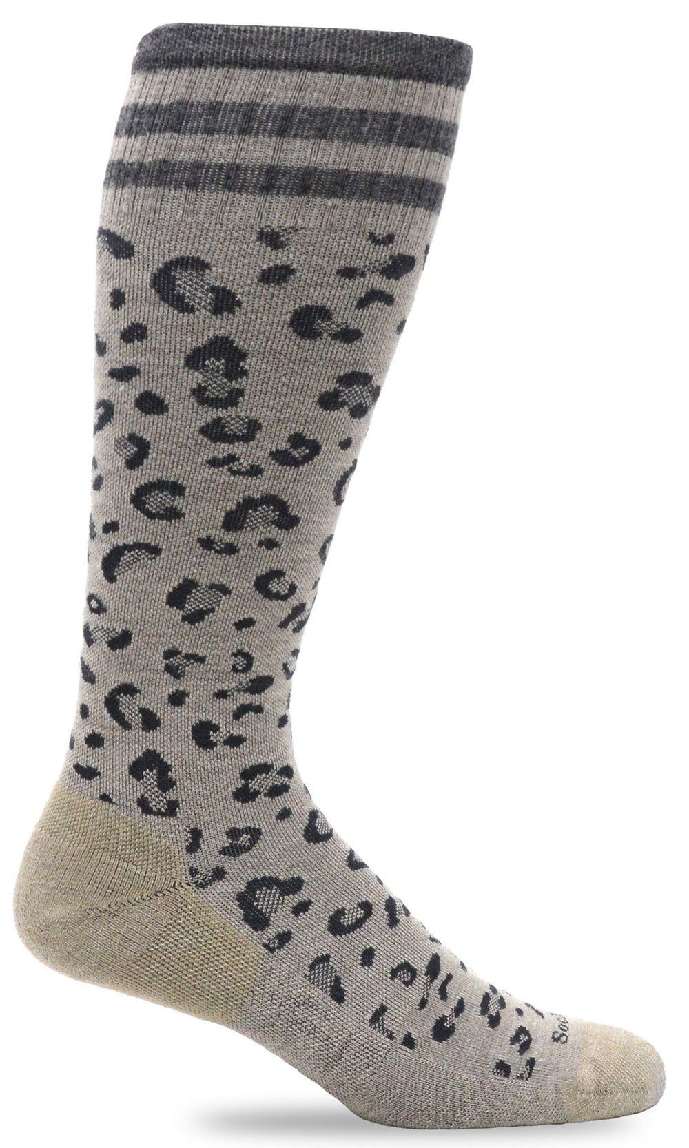 Leopard Moderate Graduated Compression Sock in Putty