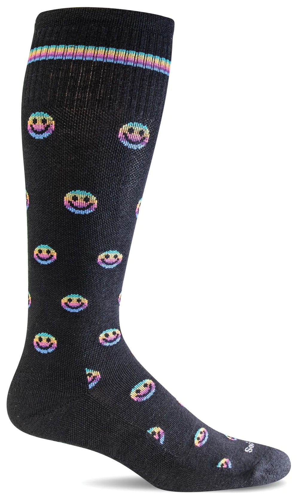 Smiley Moderate Graduated Compression Sock in Black